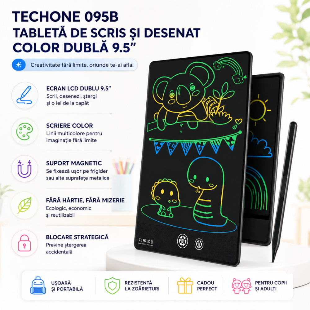 Tableta de scris si desenat color dubla Techone 095B