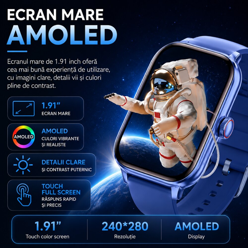Ceas Smartwatch GPS Copii Cu Localizare Si Telefon Techone KT34 Maxi, Albastru