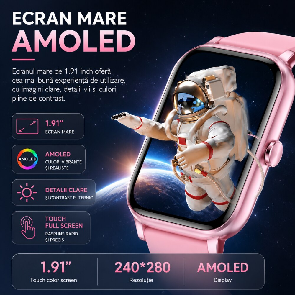 Ceas Smartwatch GPS Copii Cu Localizare Si Telefon Techone KT34 Maxi, Roz