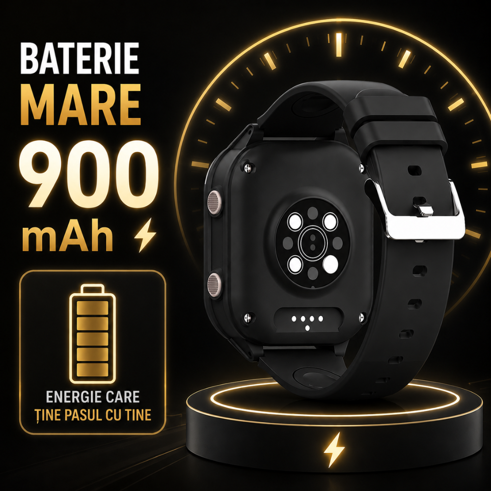 Ceas Smartwatch GPS Copii cu Localizare si Telefon Techone KT19T, Negru