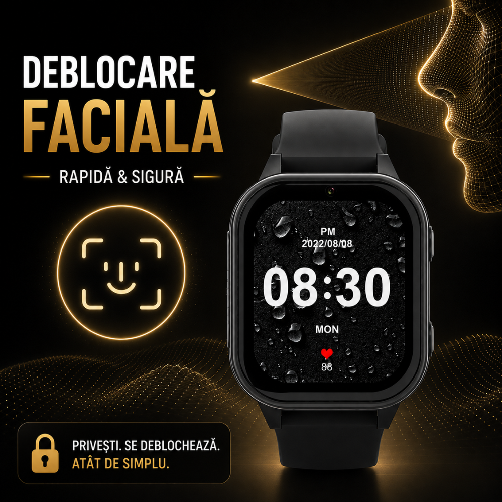 Ceas Smartwatch GPS Copii cu Localizare si Telefon Techone KT19T, Negru