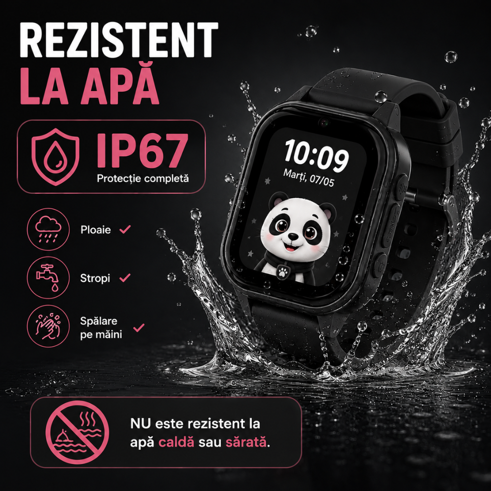 Ceas Smartwatch GPS Copii cu Localizare si Telefon Techone KT19T, Negru