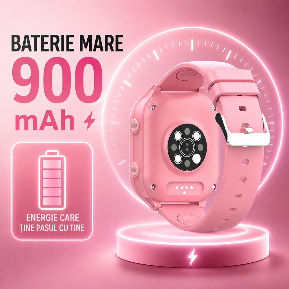 Ceas Smartwatch GPS Copii cu Localizare si Telefon Techone KT19T, Roz