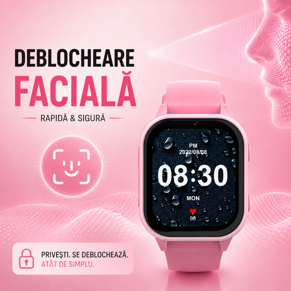 Ceas Smartwatch GPS Copii cu Localizare si Telefon Techone KT19T, Roz