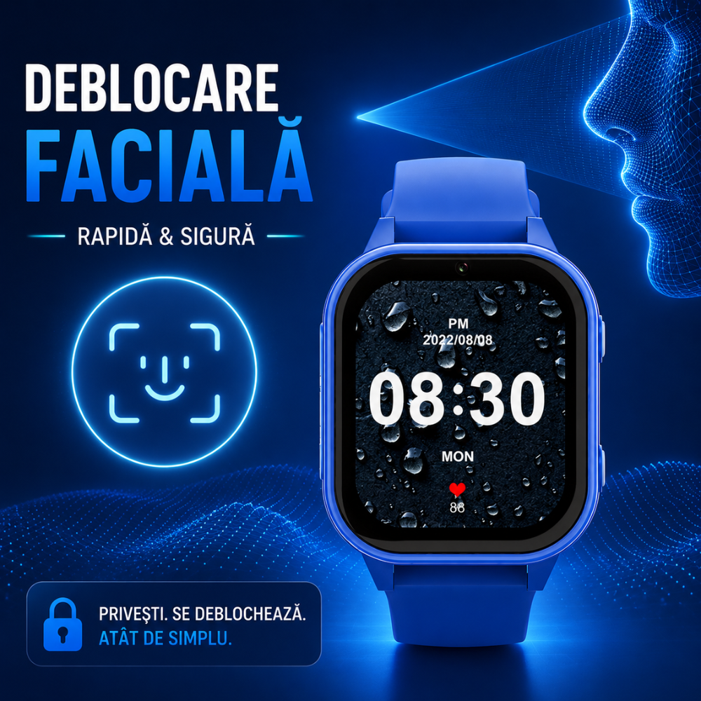 Ceas Smartwatch GPS Copii cu Localizare si Telefon Techone KT19T, Albastru