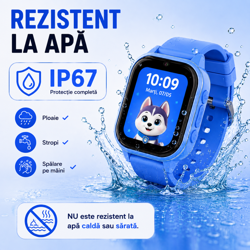 Ceas Smartwatch GPS Copii cu Localizare si Telefon Techone KT19T, Albastru