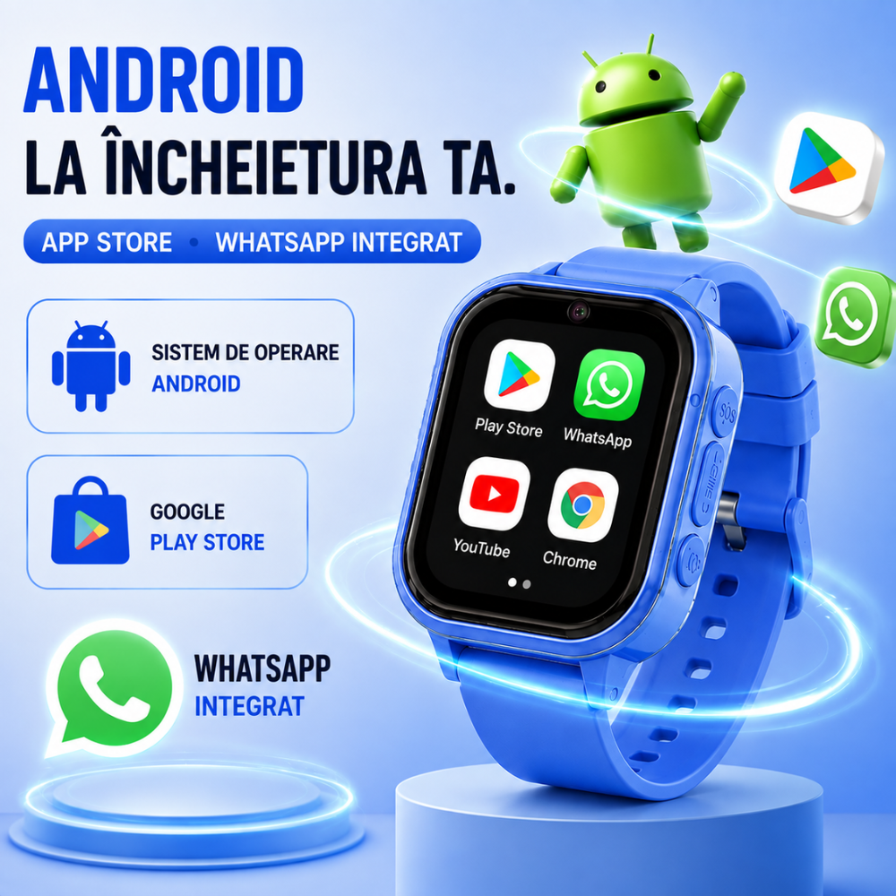 Ceas Smartwatch GPS Copii cu Localizare si Telefon Techone KT19T, Albastru