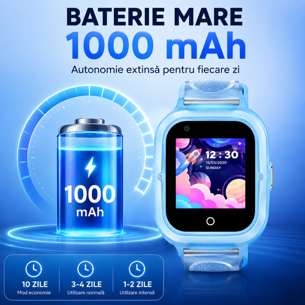 Ceas Smartwatch GPS Copii Techone KT23T 4G, Albastru