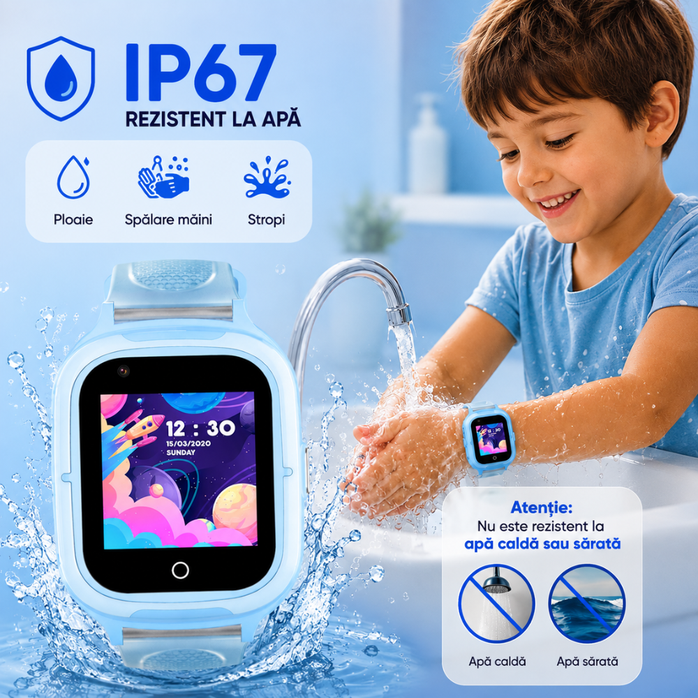 Ceas Smartwatch GPS Copii Techone KT23T 4G, Albastru