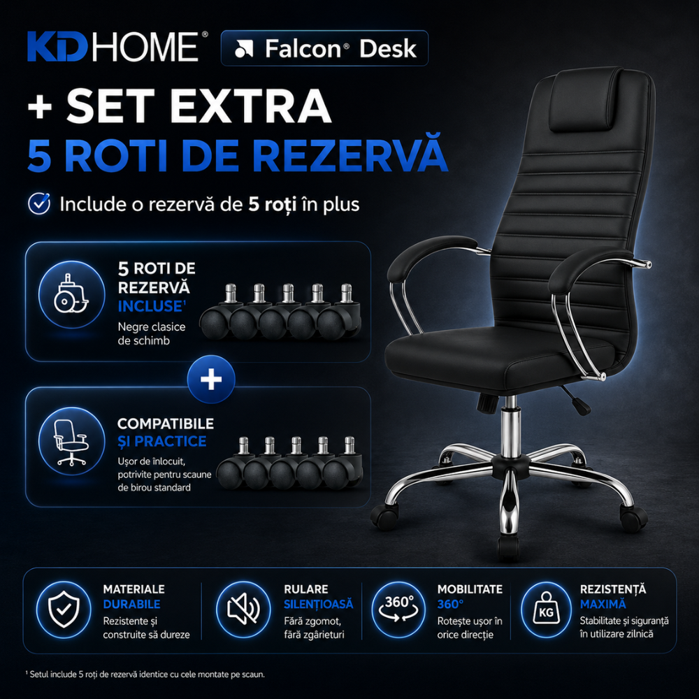 Scaun De Birou Directorial Ergonomic KD Home Falcon Desk, Negru