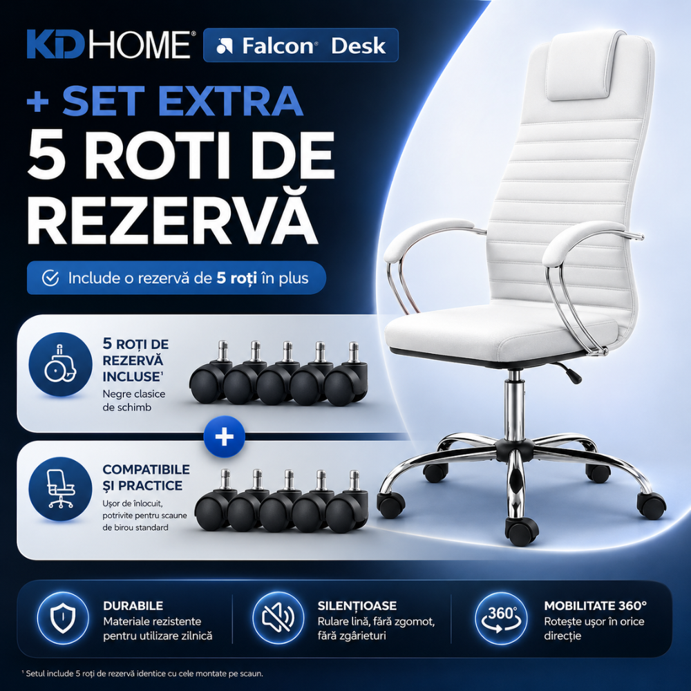 Scaun De Birou Directorial Ergonomic KD Home Falcon Seat, Alb