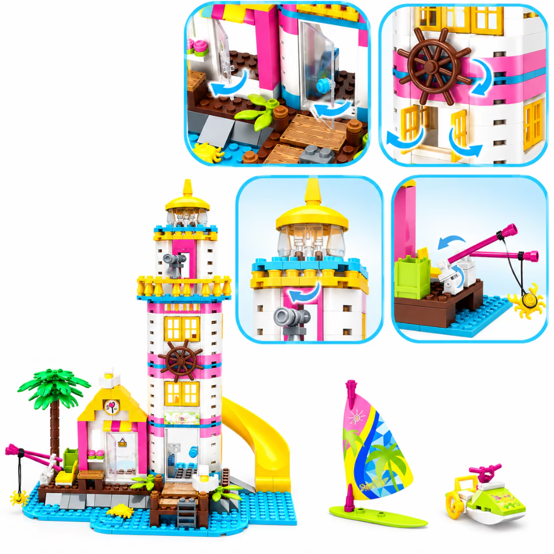Set de Constructie cu Piese Tip Blocuri Constructie 412 Piese MiniBric Lighthouse, 4556