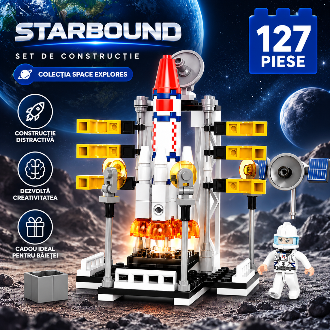 Set de Constructie cu Piese Tip Blocuri Constructie 127 Piese MiniBric Starbound 4435