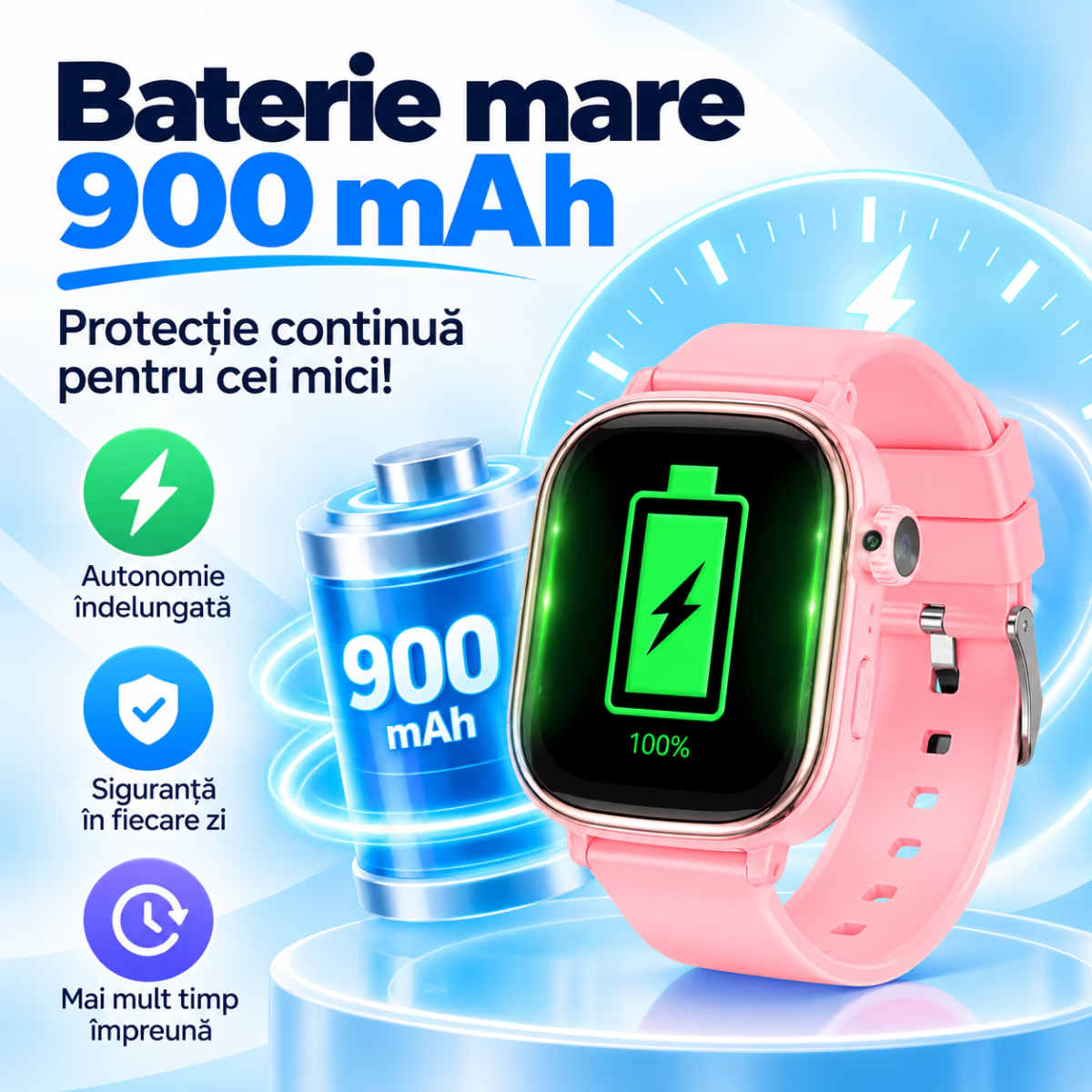 Ceas Smartwatch Copii Cu Localizare GPS Si Telefon Techone T86 KidGo, Negru