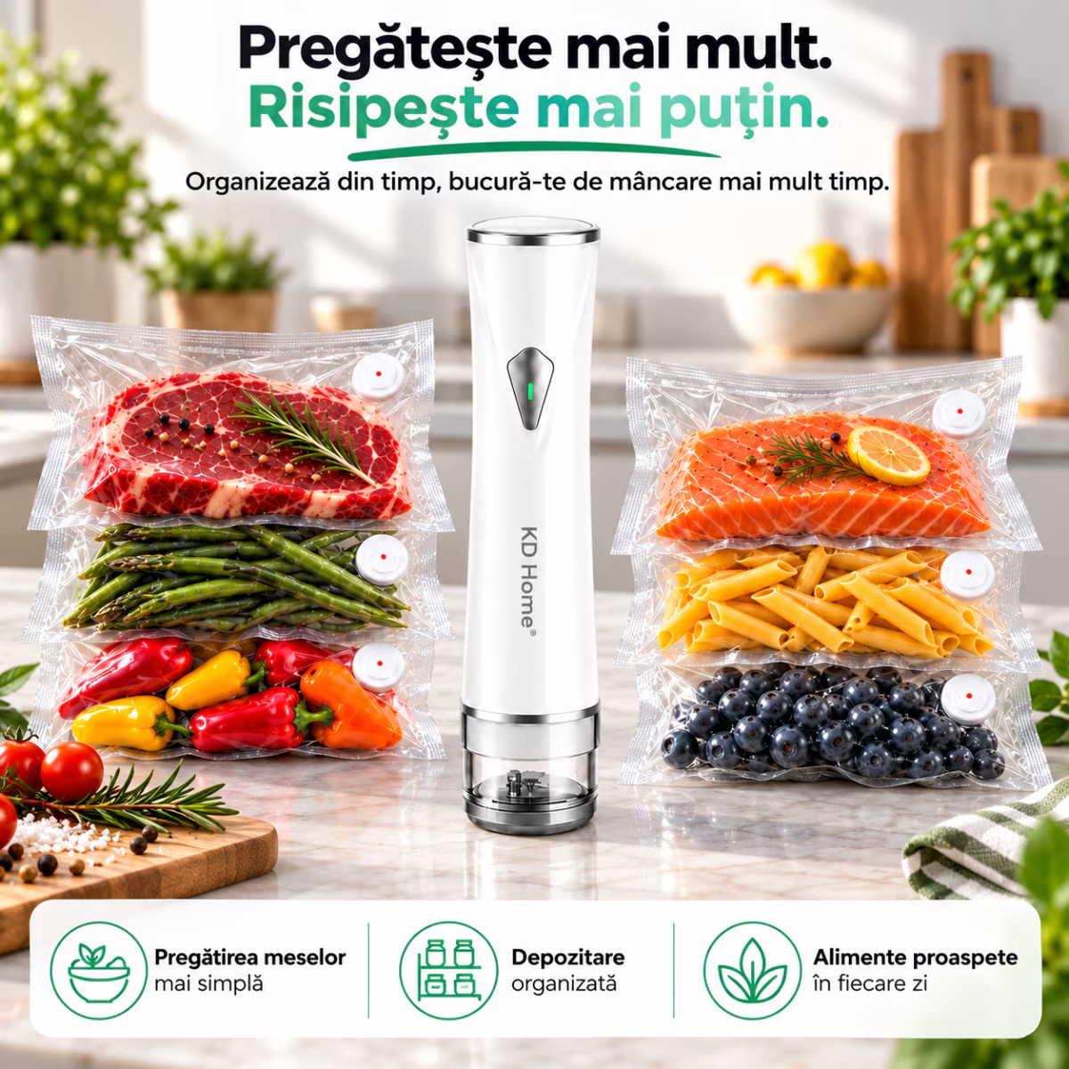 Aparat de Vidat si Sigilat Alimente Portabil KD Home VacuumGoPro
