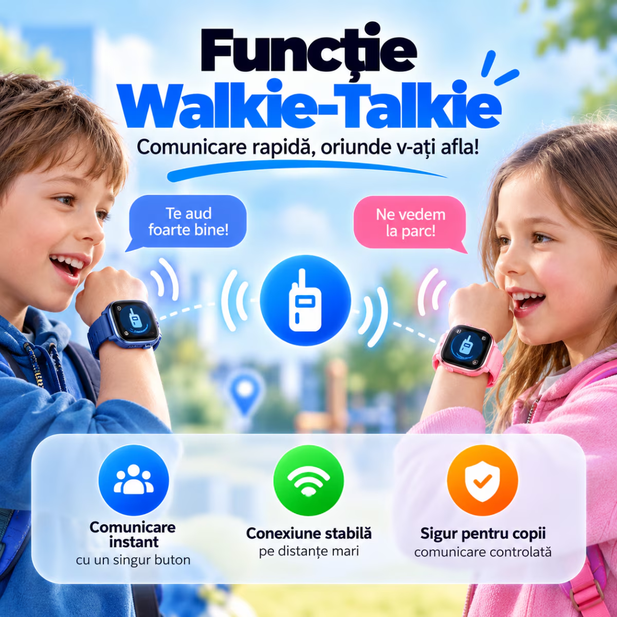 Ceas Smartwatch Copii Cu Localizare GPS Si Telefon Techone T86 KidGo, Negru