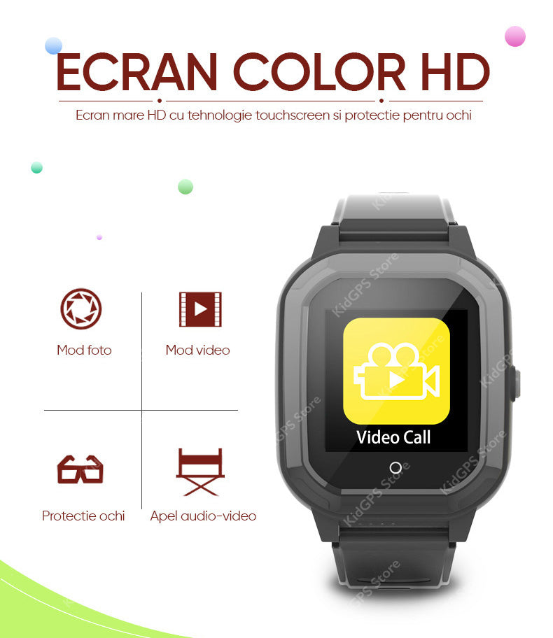 Ceas smartwatch GPS copii Techone KT20 4G, Roz