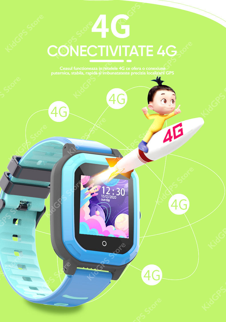 Ceas smartwatch GPS copii Techone KT20 4G, Roz