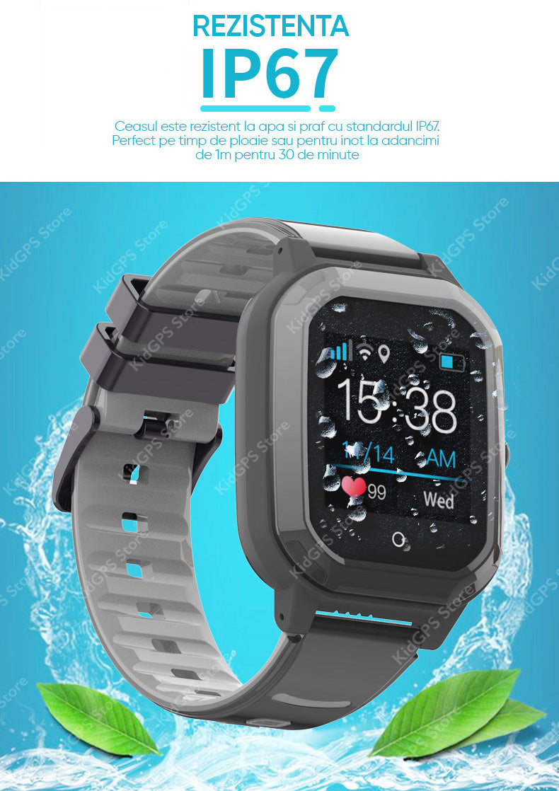 Ceas smartwatch GPS copii Techone KT20 4G, Roz