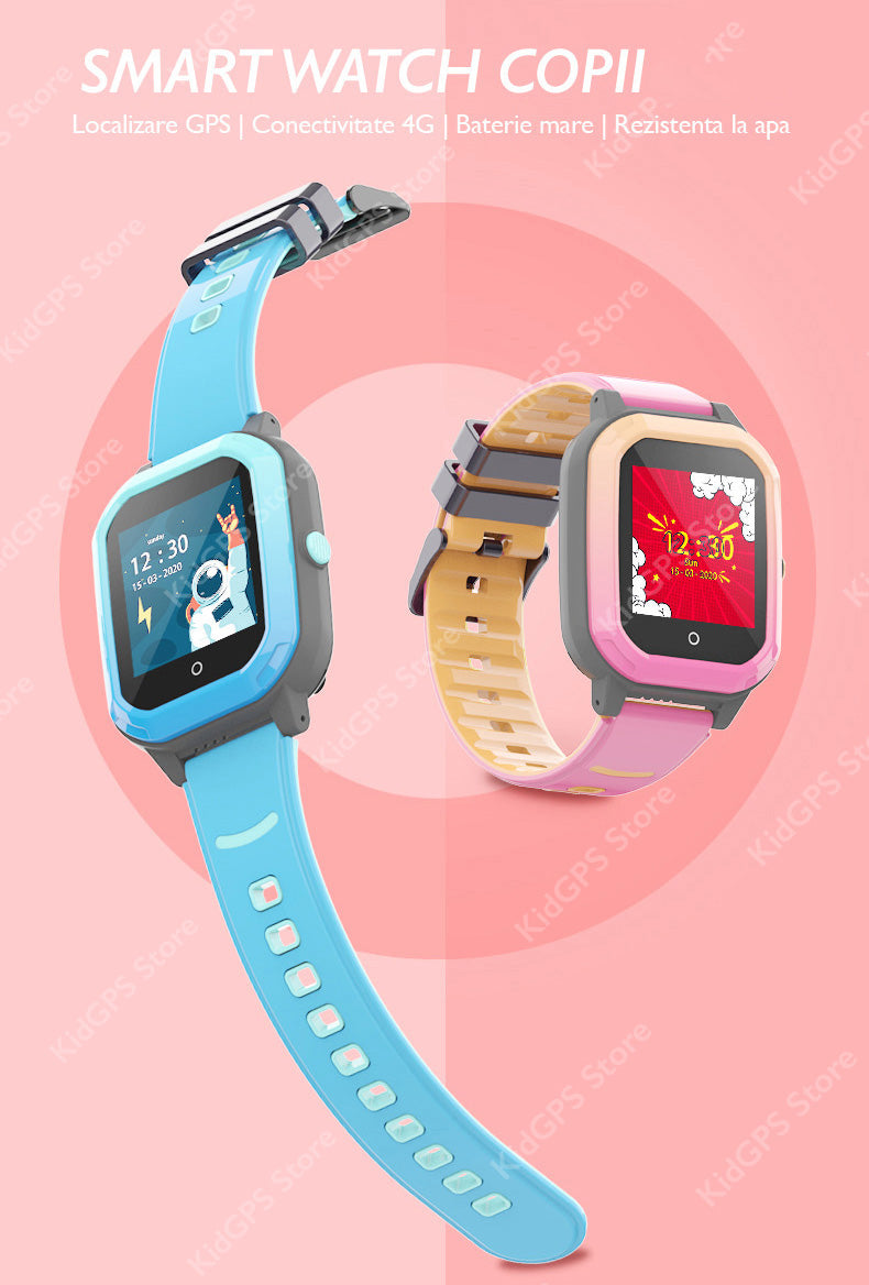 Ceas smartwatch GPS copii Techone KT20 4G, Roz