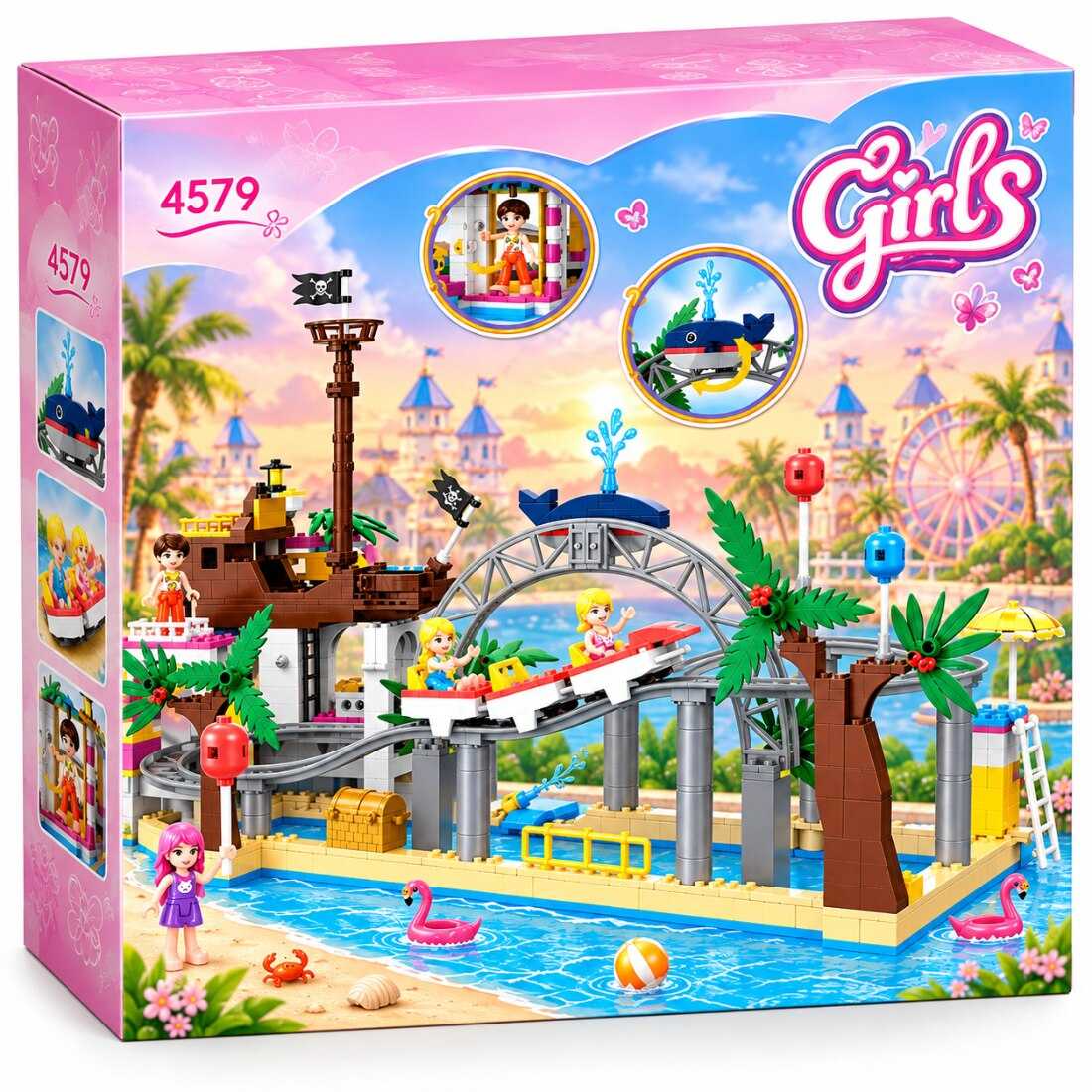Set de Constructie cu Piese Tip Blocuri Constructie 648 Piese MiniBric Roller Coaster, 4579