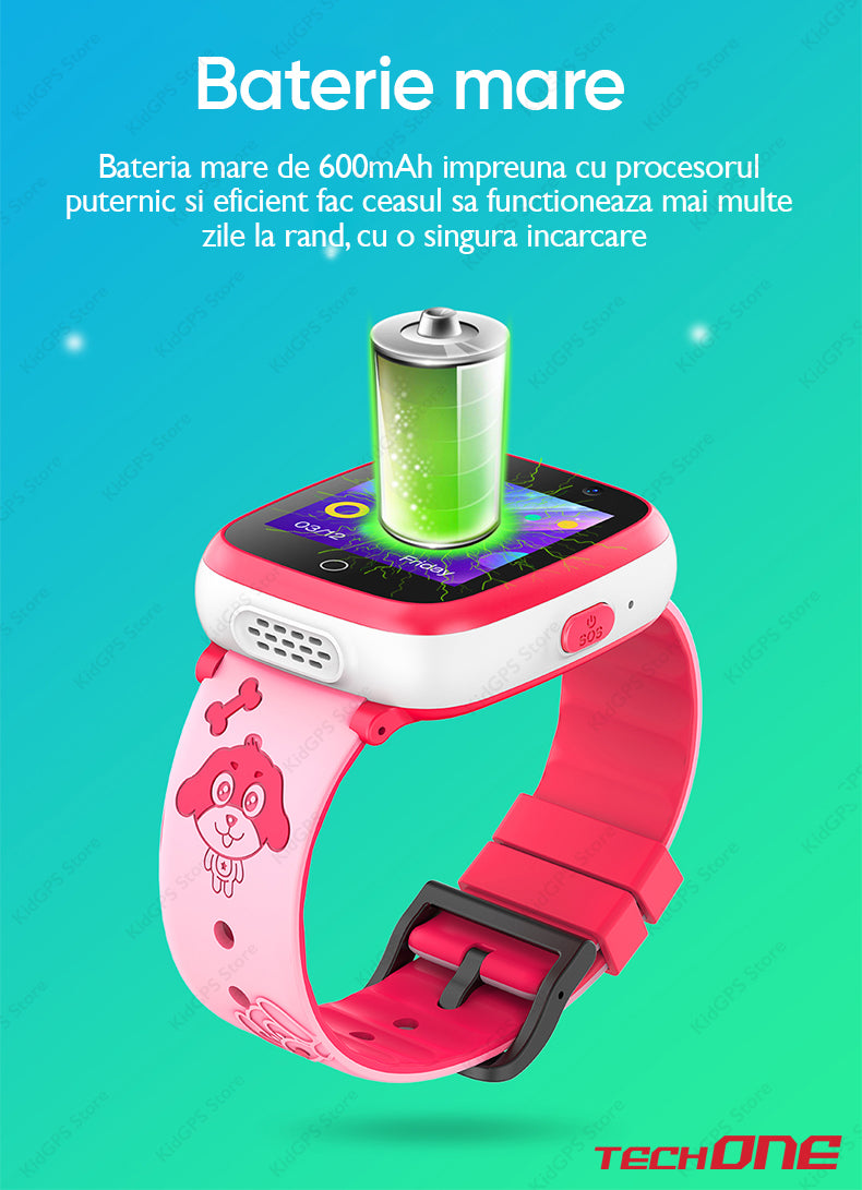 Ceas smartwatch copii Techone G3, Roz