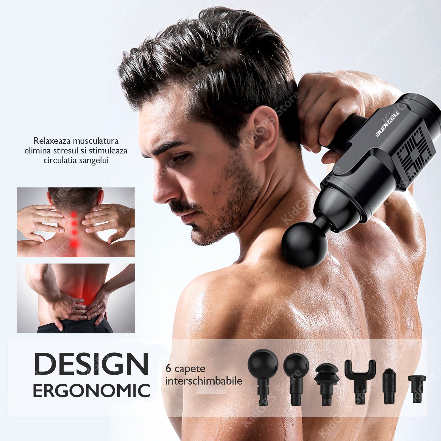 Aparat pentru masaj profesional tip pistol Horigen Techone Power Pro V2 EM006