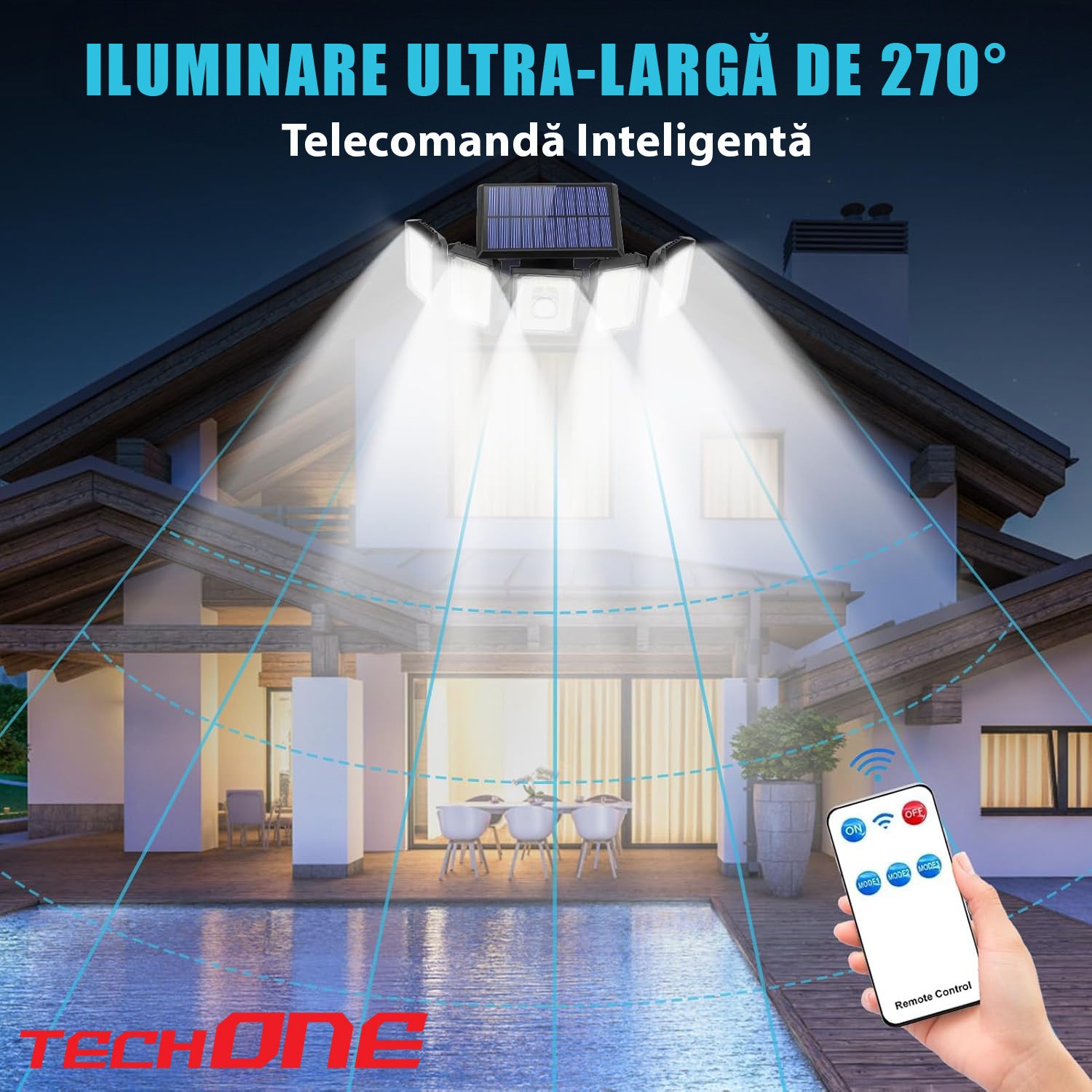 Lampa Solara Cu 5 Proiectoare Techone SolarPentashine