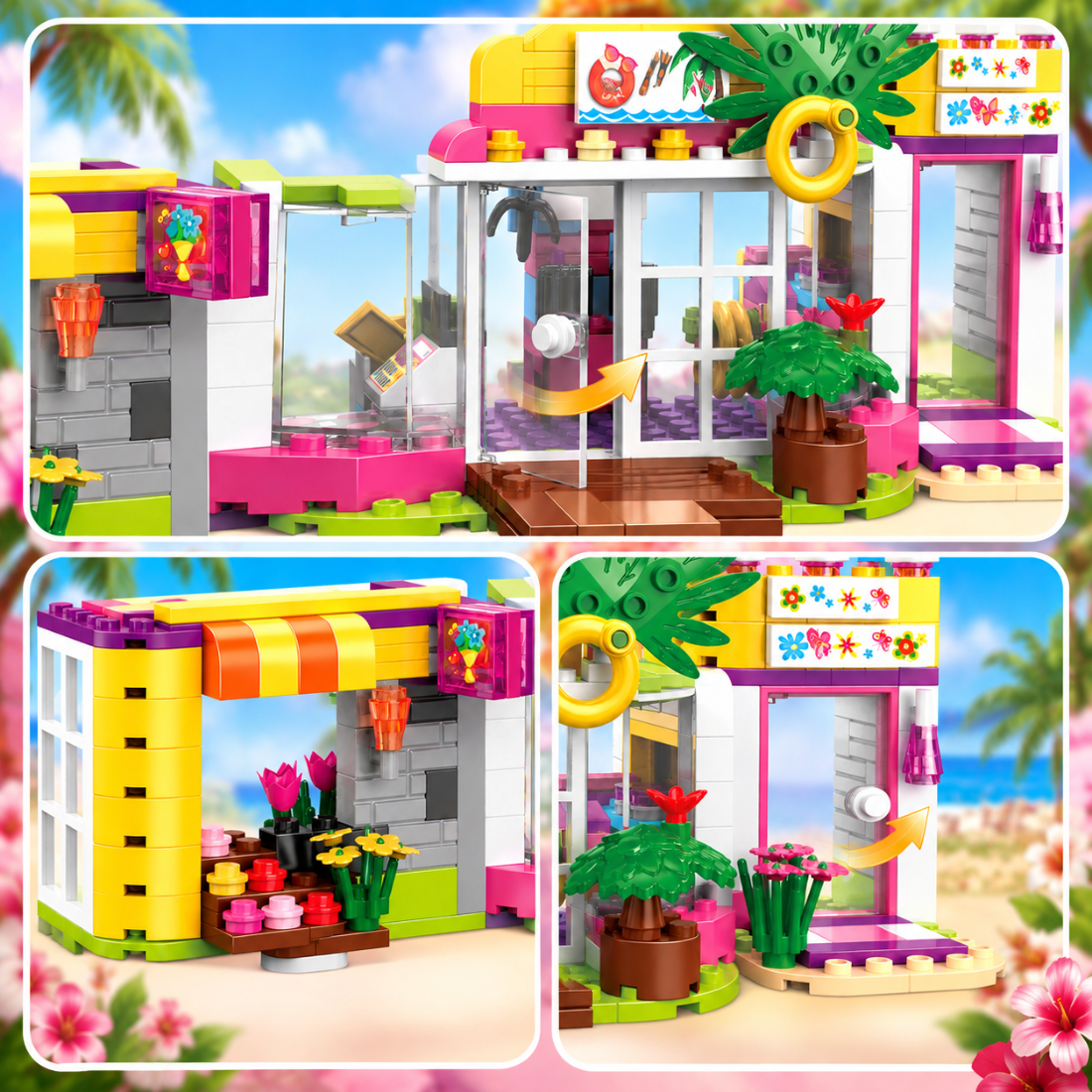 Set de Constructie cu Piese Tip Blocuri Constructie 376 Piese MiniBric Beachside Shopping 4548
