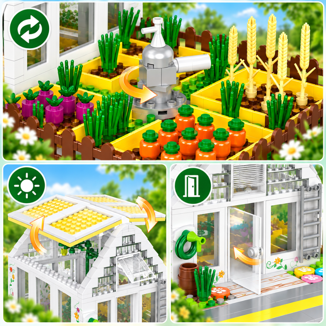 Set de Constructie cu Piese Tip Blocuri Constructie 590 Piese MiniBric City Green Garden 4205