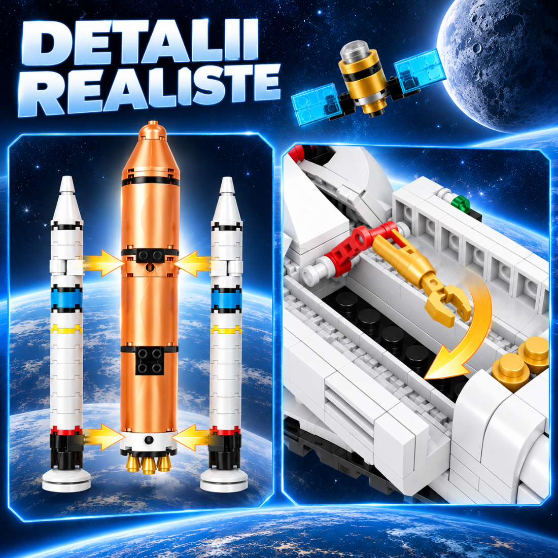 Set de Constructie cu Piese Tip Blocuri Constructie 404 Piese MiniBric Space Shuttle Adventure 4421