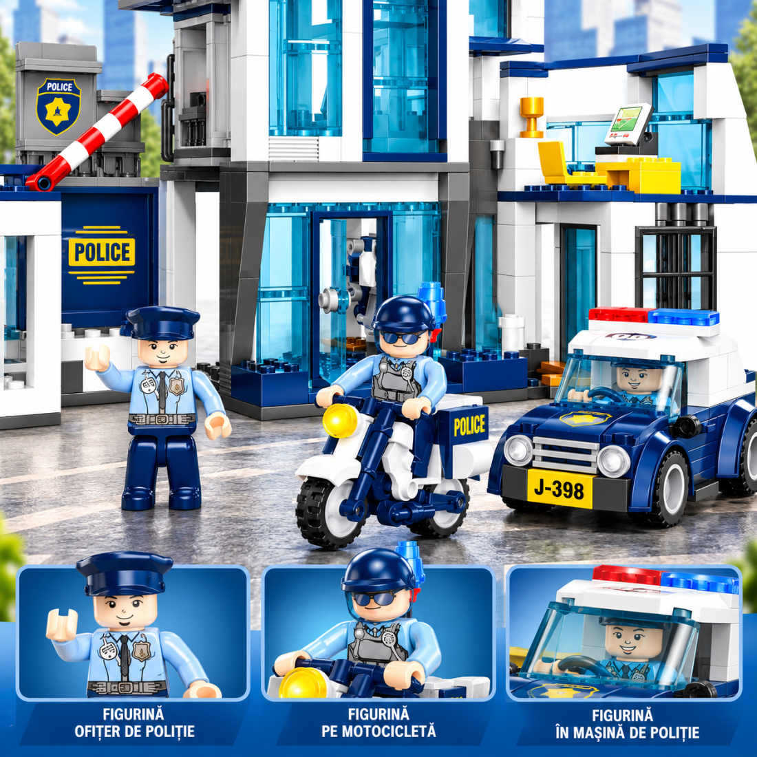 Set de Constructie cu Piese Tip Blocuri Constructie 659 Piese MiniBric Police Station 3926