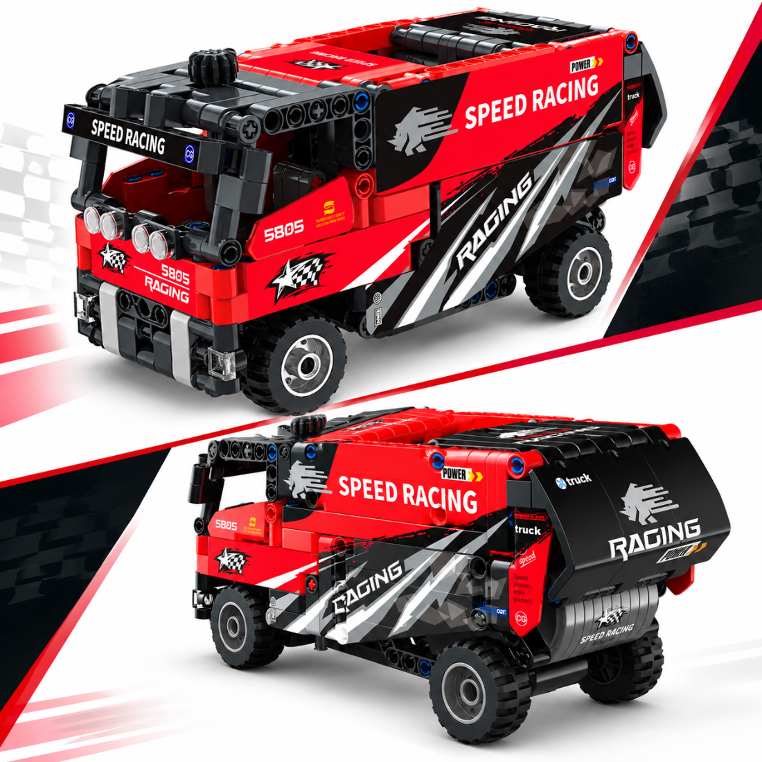 Set de Constructie cu Piese Tip Blocuri Constructie 339 Piese MiniBric Heavy Truck 5805