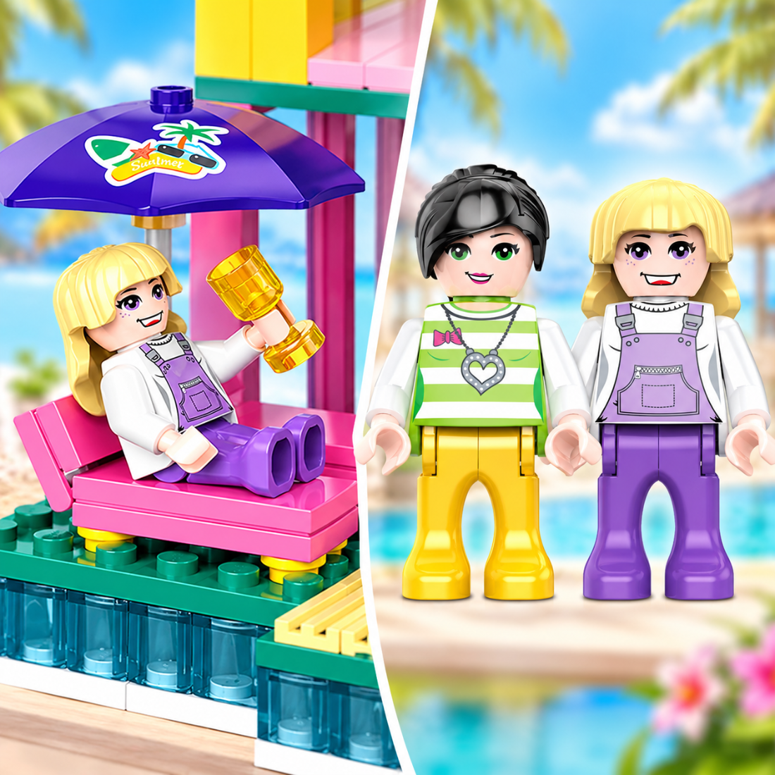 Set de Constructie cu Piese Tip Blocuri Constructie 380 Piese MiniBric Holiday House 4589