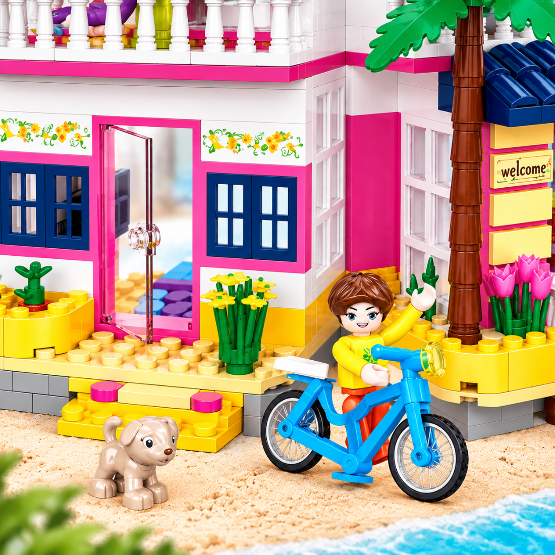 Set de Constructie cu Piese Tip Blocuri Constructie 395 Piese MiniBric Beach House 4550