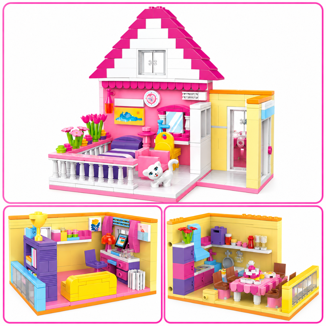 Set de Constructie cu Piese Tip Blocuri Constructie 1422 Piese MiniBric Joyful Villa 4560