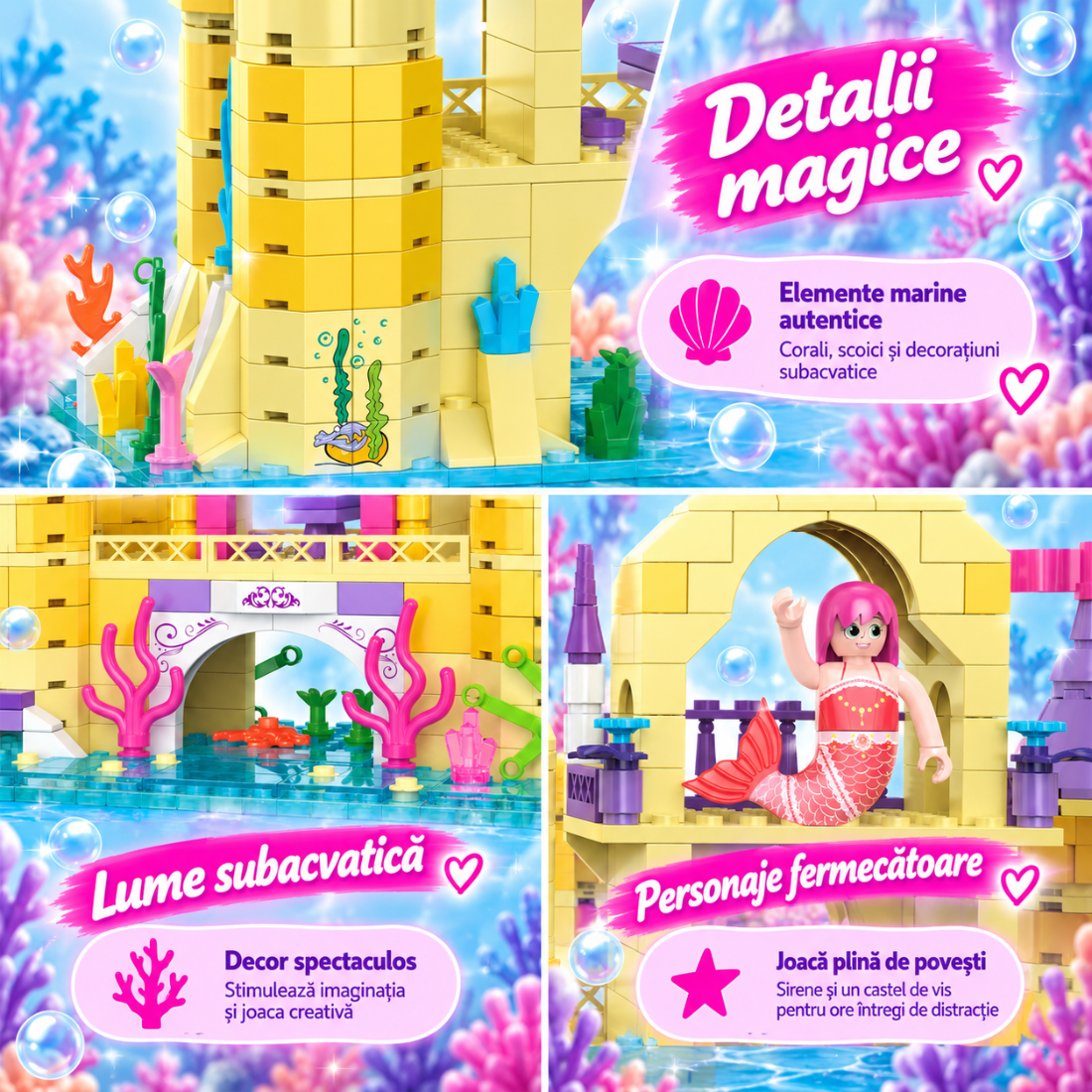 Set de Constructie cu Piese Tip Blocuri Constructie 527 Piese MiniBric Enchanted Mermaid Castle 2013