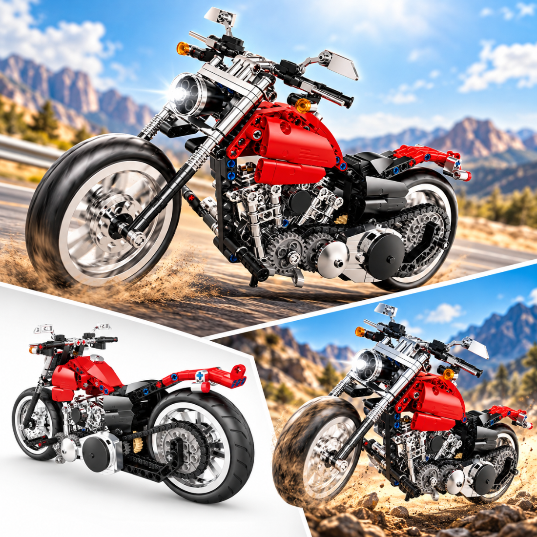 Set de Constructie cu Piese Tip Blocuri Constructie 573 Piese MiniBric Heavy Motorcycle 5803