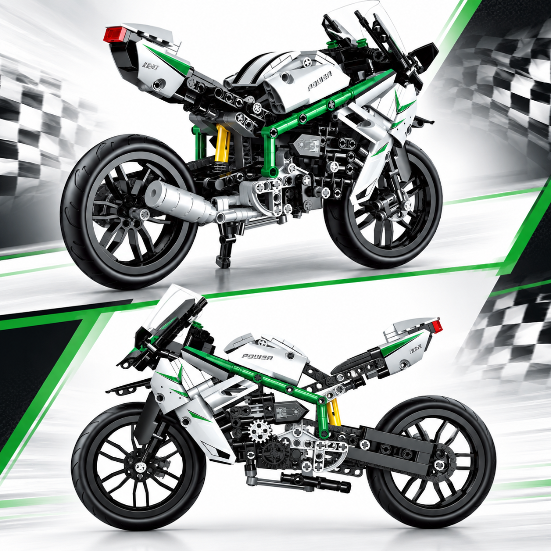 Set de Constructie cu Piese Tip Blocuri Constructie 600 Piese MiniBric Heavy Motorcycie 5818