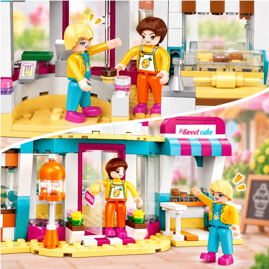 Set de Constructie cu Piese Tip Blocuri Constructie 348 Piese MiniBric Bakery Shop 4574