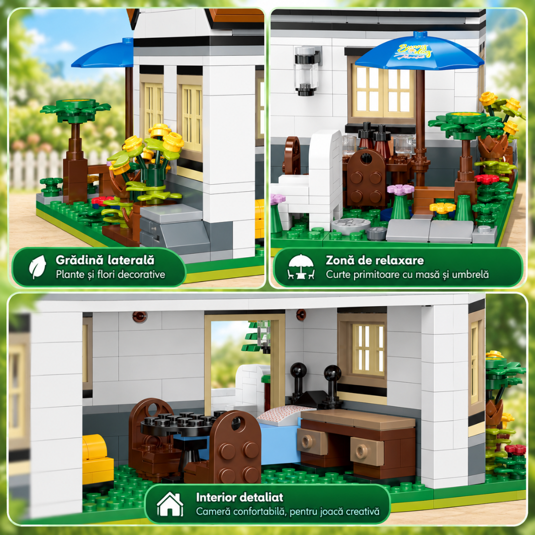 Set de Constructie cu Piese Tip Blocuri Constructie 845 Piese MiniBric Cosy House & Front Yard 2900