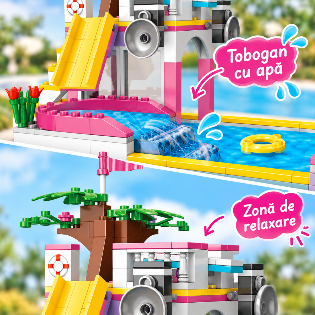Set de Constructie cu Piese Tip Blocuri Constructie 326 Piese MiniBric Swimming Pool 4514