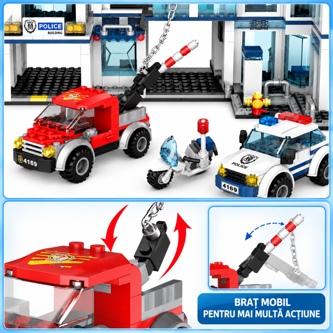 Set de Constructie cu Piese Tip Blocuri Constructie 950 Piese MiniBric The Police Station 4169