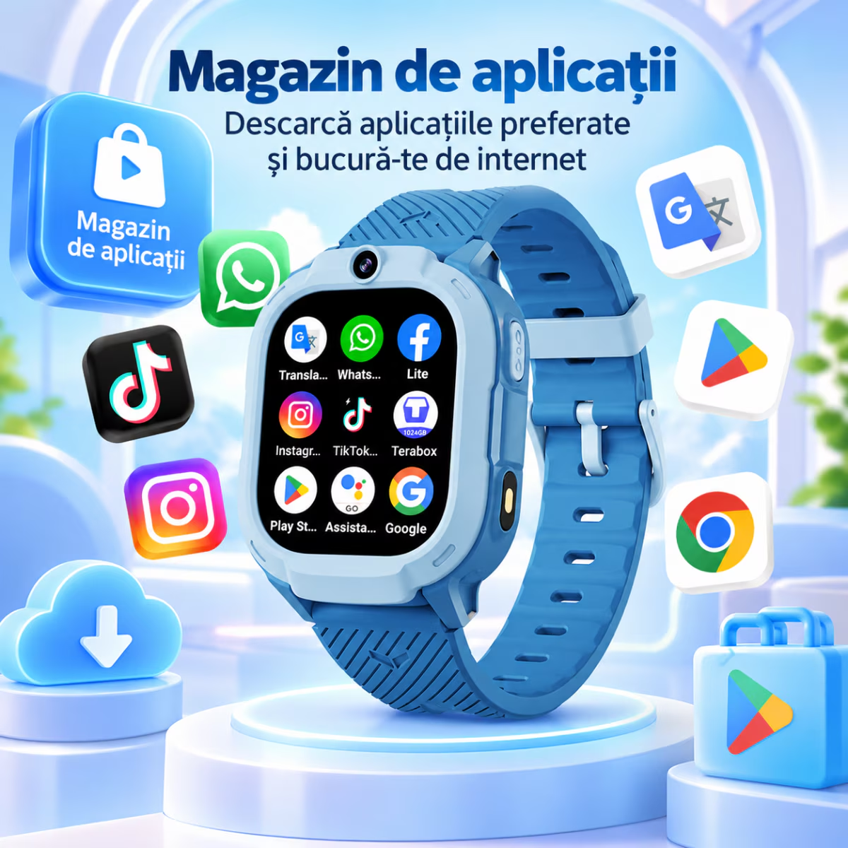 Ceas Smartwatch Copii Cu Localizare GPS Si Telefon Techone T70 Mini Go, Roz