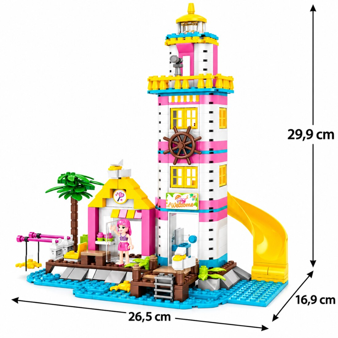 Set de Constructie cu Piese Tip Blocuri Constructie 412 Piese MiniBric Lighthouse, 4556