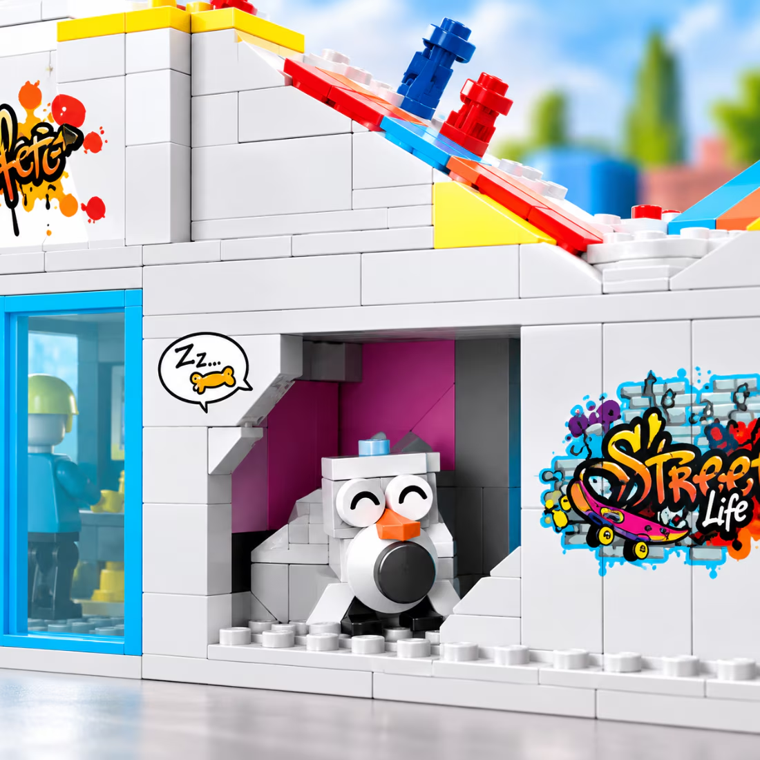 Set de Constructie cu Piese Tip Blocuri Constructie 580 Piese MiniBric Ski Resort, 4580