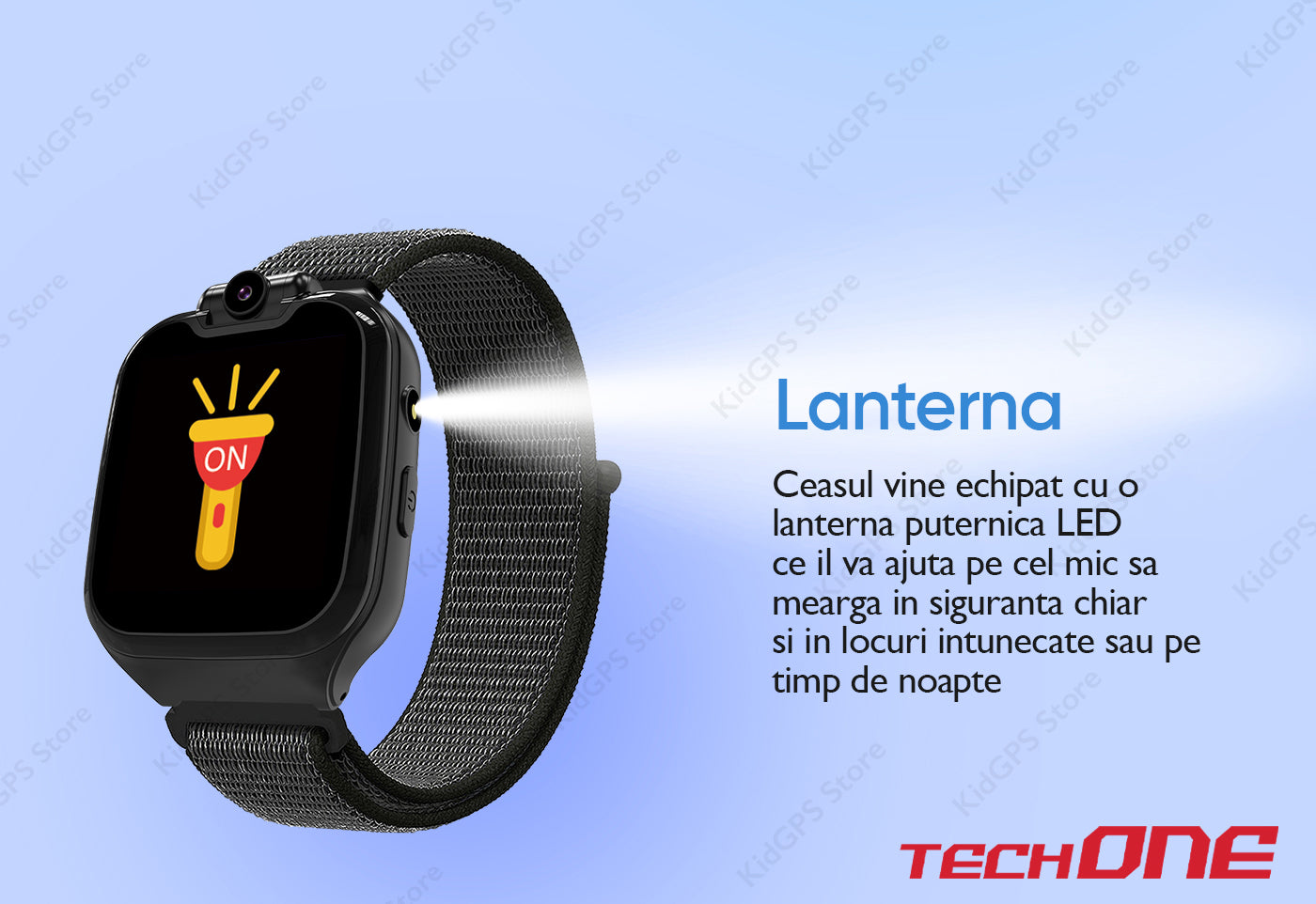 Ceas smartwatch copii cu telefon Techone® G9, Negru