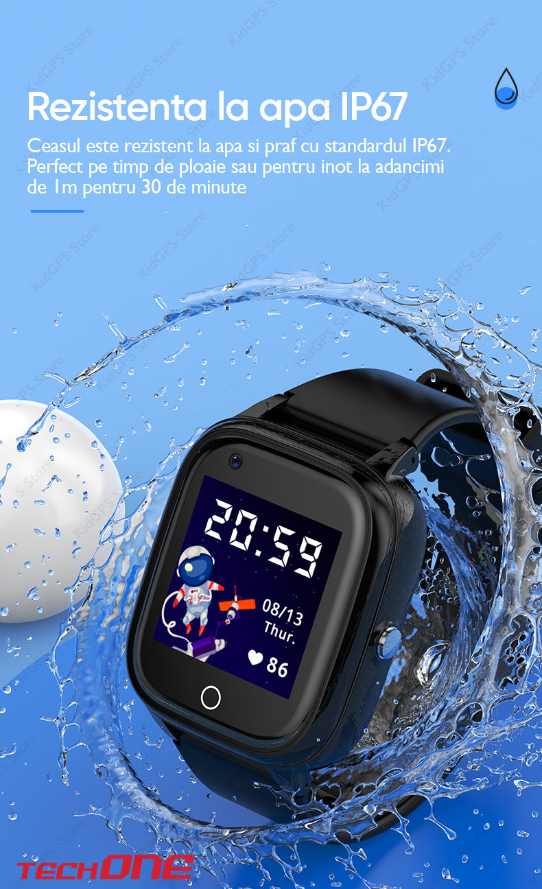 Ceas smartwatch GPS copii Techone CT03, Albastru