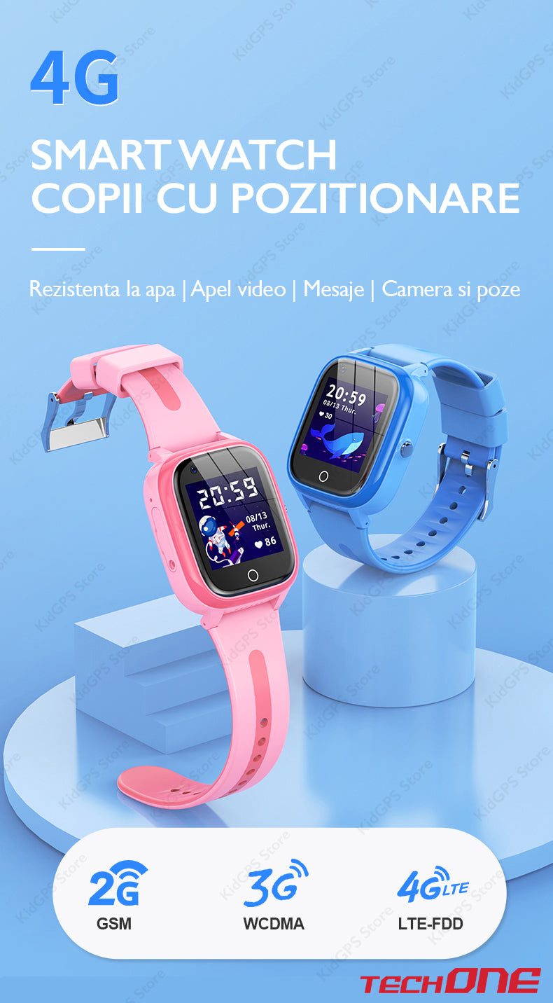 Ceas smartwatch GPS copii Techone CT03, Albastru