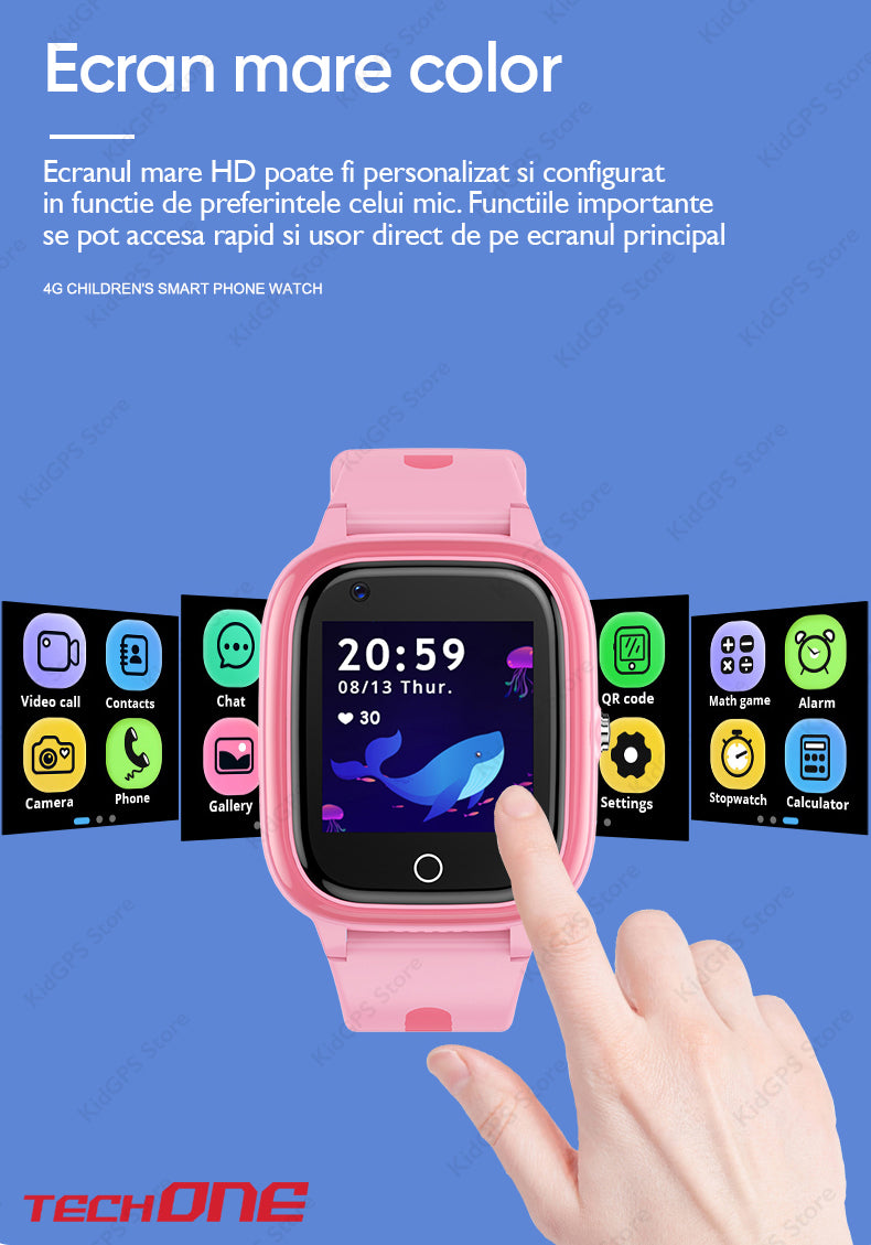 Ceas smartwatch GPS copii Techone CT03, Albastru